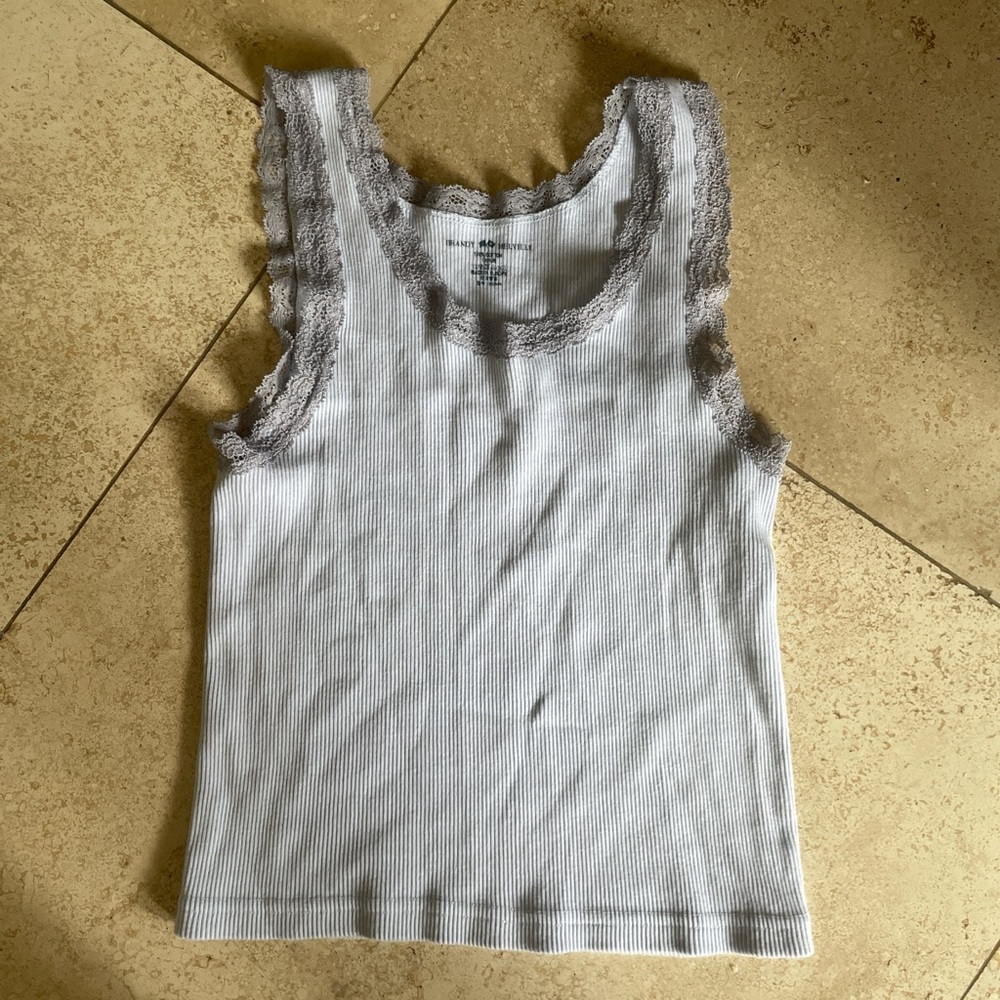 Brandy Melville White Tank with Gray Lace